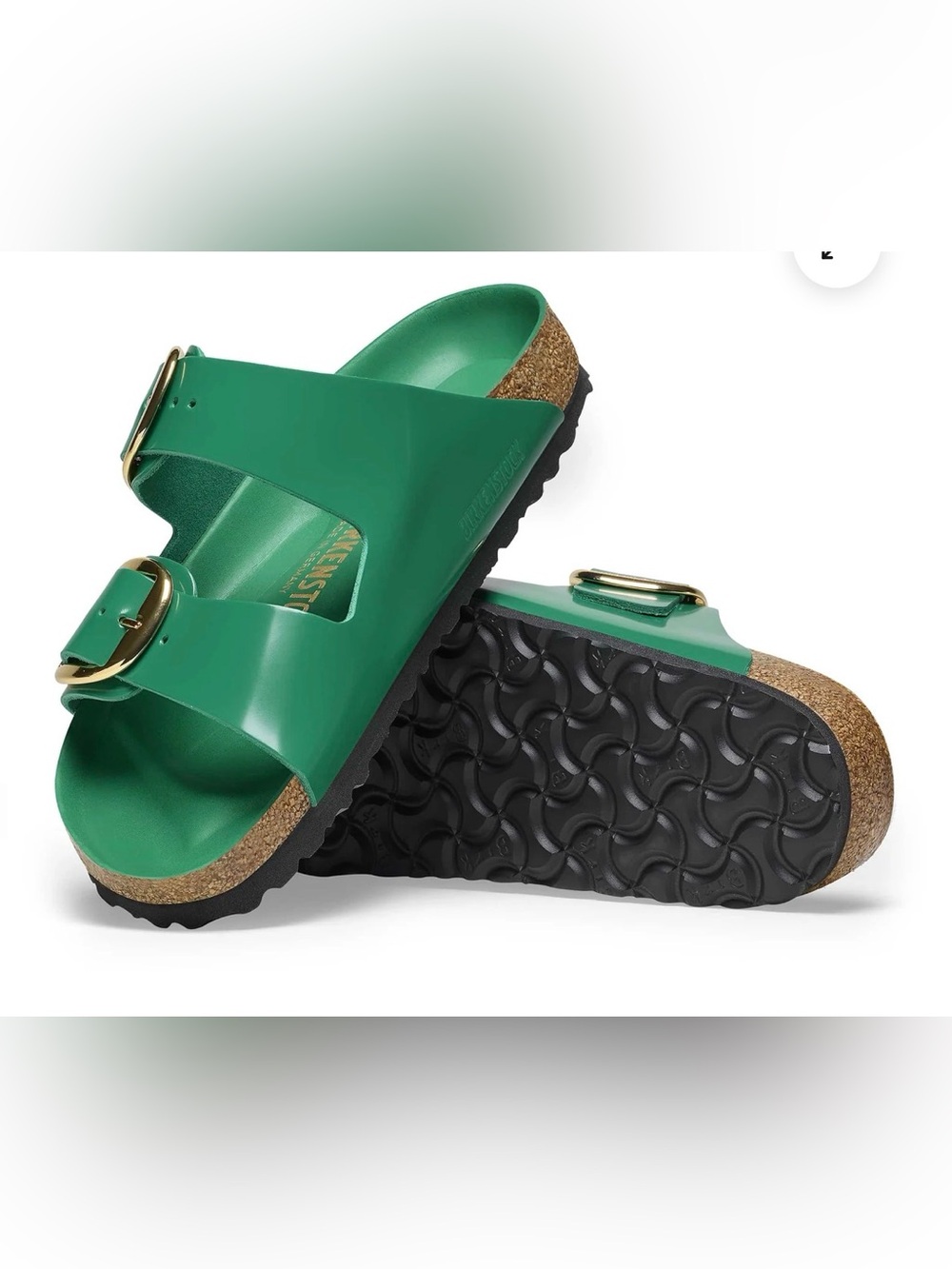 Birkenstock Green Arizona EVA Slide Sandals with Gold Buckle